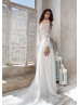 Off Shoulder Ivory Lace Dots Tulle Sweet Wedding Dress
